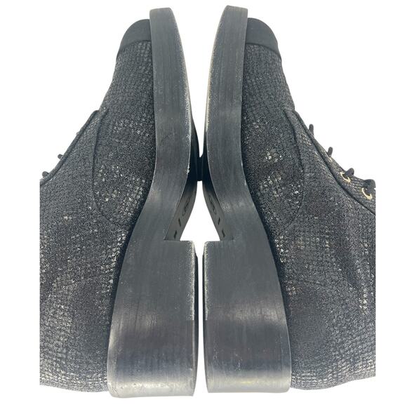 Chanel 2022 CC Logo Glitter Combat Boots Black Runway Virginie Viard 38.5 - Picture 13 of 16